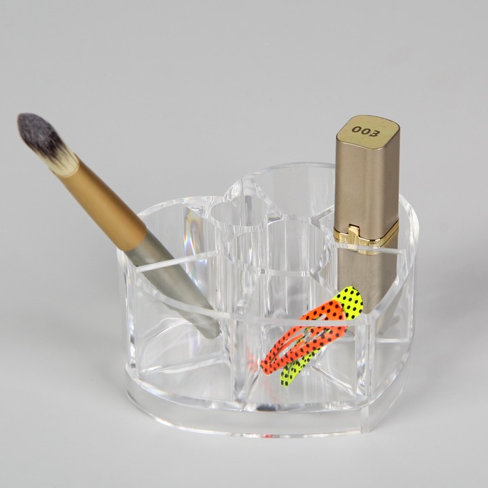 Органайзер для хранения косметических принадлежностей "Сердце", 8 секций, цвет прозрачный