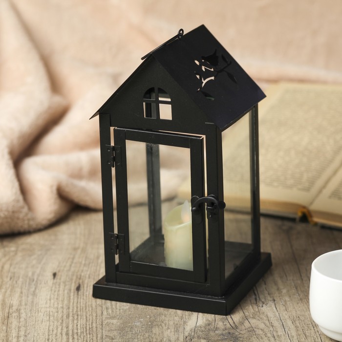 Подсвечник "Птица на ветке" черный 12х12х21,5см