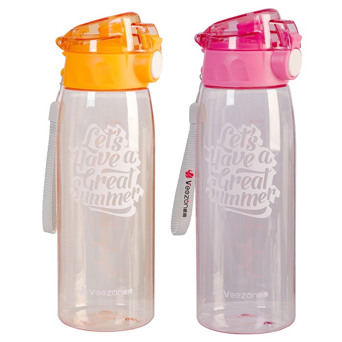 Бутылка для воды 1000 мл Let's have a real summer, прозрачная, микс, 8х9х25.5 см