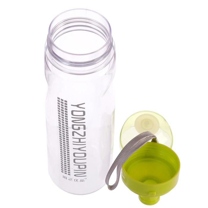 Бутылка для воды 750 мл, на шнурке, прямая, микс, 7.5х7.5х26 см