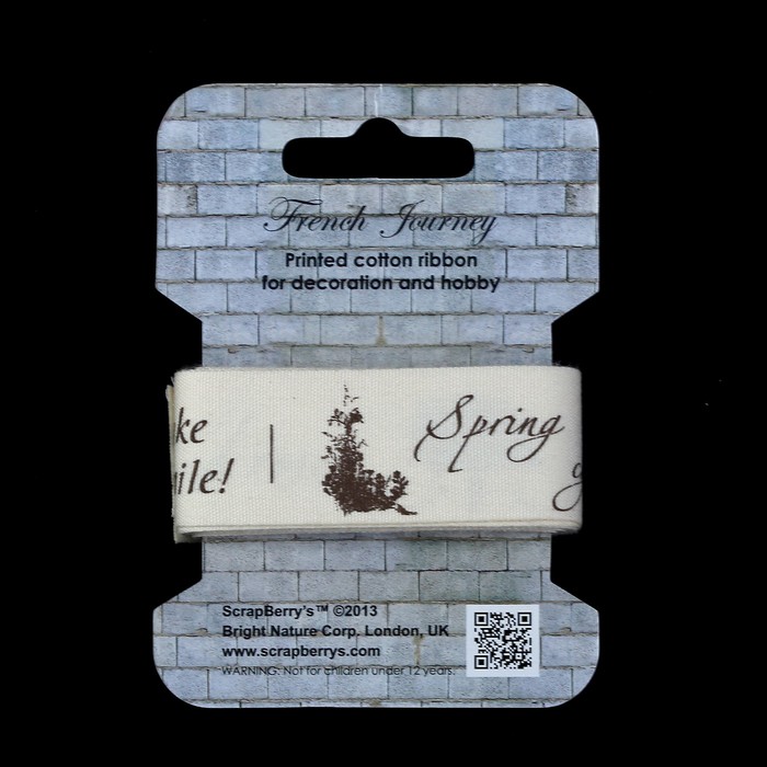 Лента декоративная "Французское путешествие" хлопок. 2,5 см, 2м