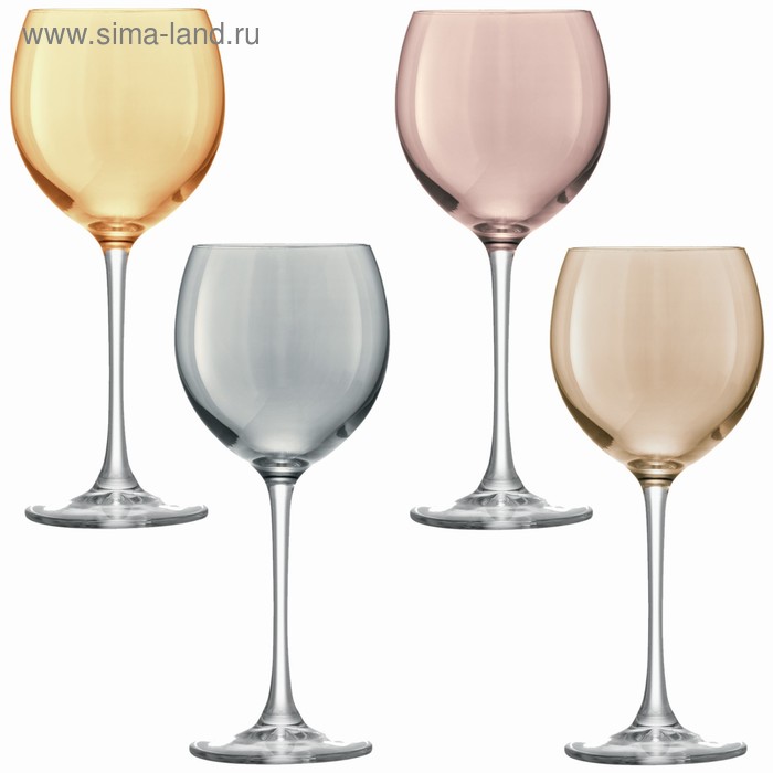 Набор из 4 бокалов для вина Polka, 400 мл, металлик набор из 4 бокалов для вина polka 400 мл пастельный
