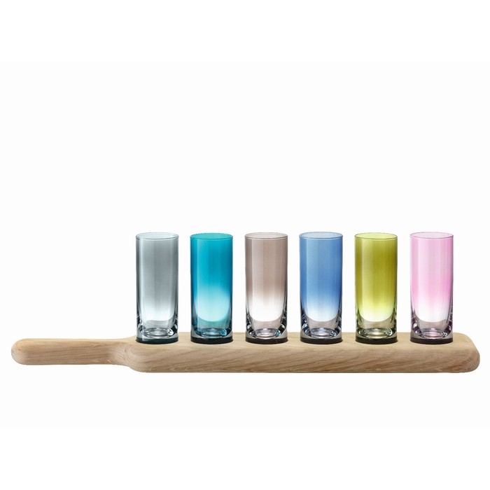 Набор из 6 стопок на подставке Paddle, цветное стекло