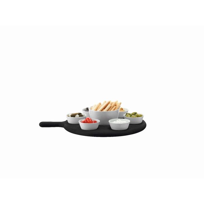 Набор из 7 чаш на подставке Paddle, чёрный бук