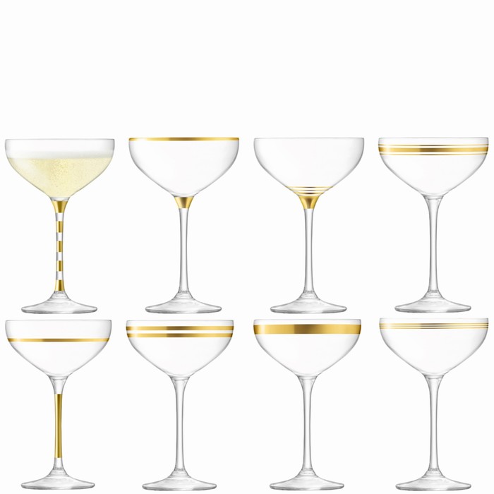 Набор из 8 бокалов-креманок золотым декором Deco, 235 мл