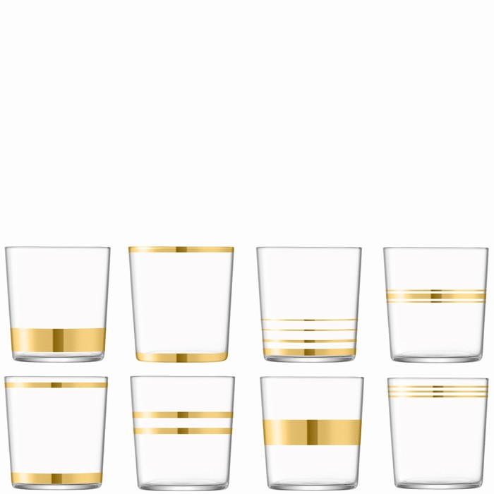 Набор из 8 стаканов с золотым декором Deco, 390 мл
