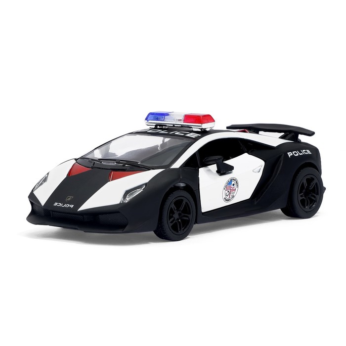 Машина металлическая Lamborghini Sesto Elemento (Police), масштаб 1:38, открываются двери, инерция, МИКС