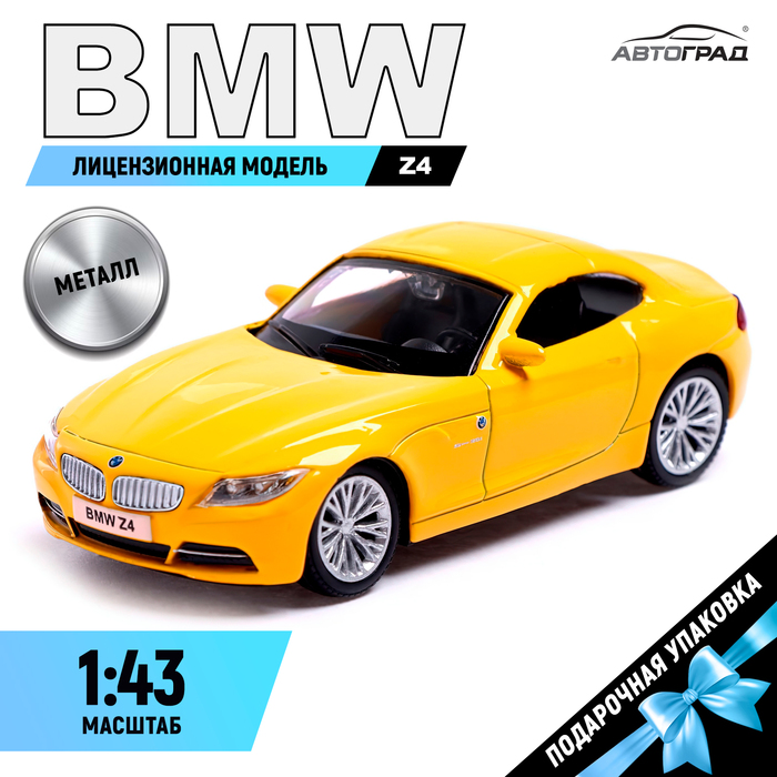 Машина металлическая BMW Z4, 1:43, цвет жёлтый машина металлическая bmw x6 1 43 цвет красный