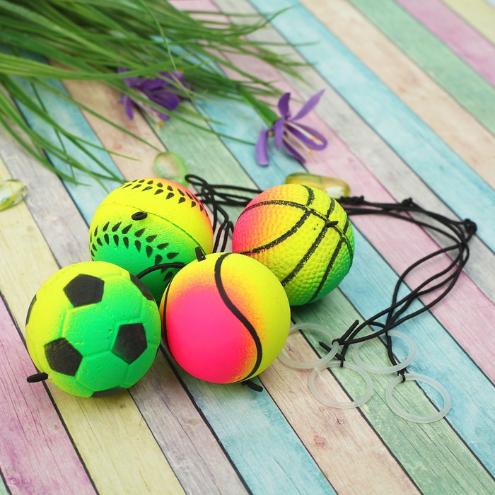 Мяч мягкий "Попрыгун" на резинке 4,7 см