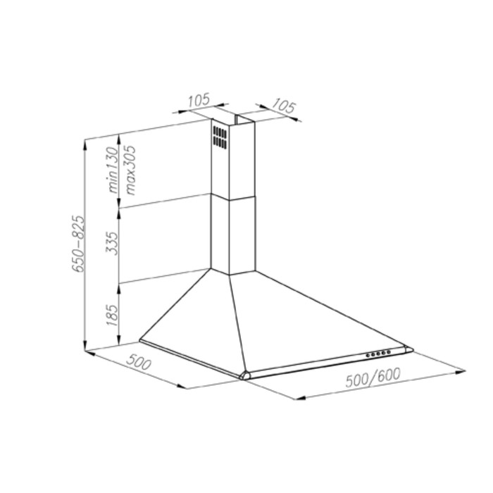 Вытяжка Königin MIA 50 IV, 420 м³/ч, 3 скорости, бежевый