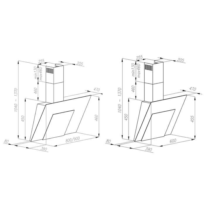 Вытяжка Königin Cleona 60 B, 1000 м³/ч, 4 скорости, черное стекло