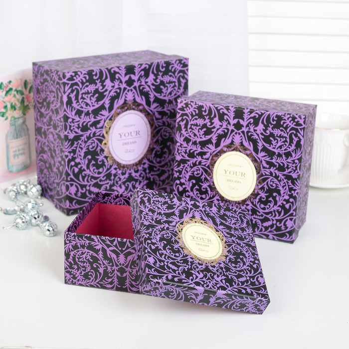 Набор коробок 3в1, 20,5 х 20,5 - 14,5 х14,5 х 7 см