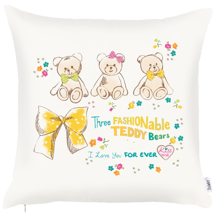 Наволочка декоративная "Мишка", размер 45х45 см, велюр