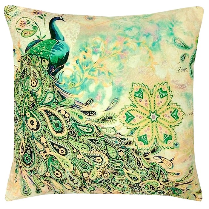 Наволочка декоративная "Павлин", размер 45х45 см, микрофибра