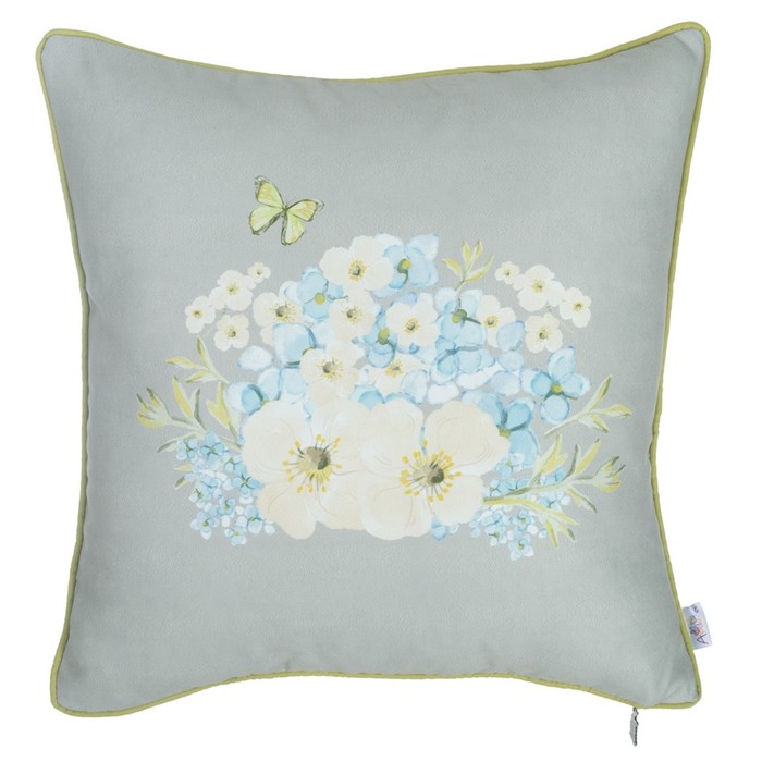 Наволочка декоративная "Полевые цветы", размер 43х43 см, велюр