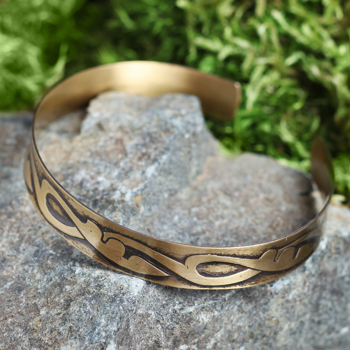 Браслет вогнутый «Добрый урожай» H 10 мм, D 55-75 мм, латунь
