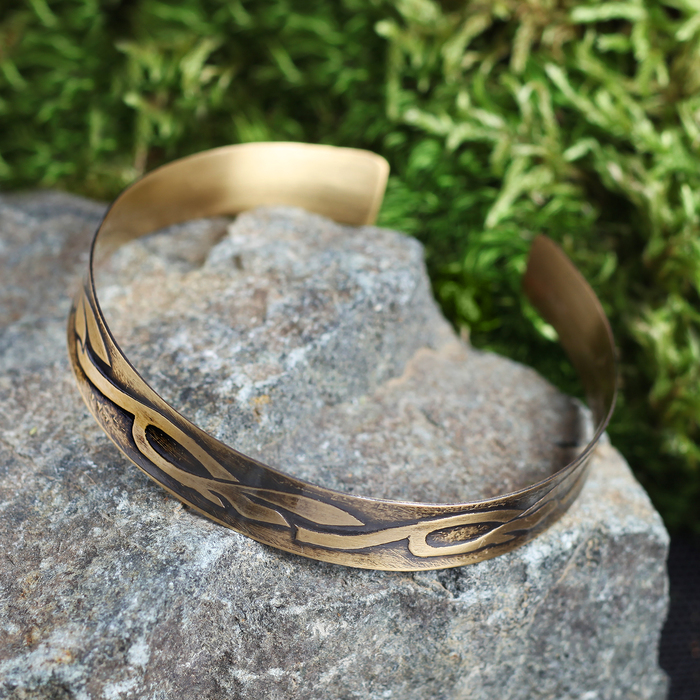 Браслет вогнутый «Луговые травы» H 10 мм, D 55-75 мм, латунь