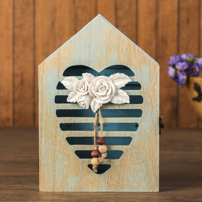 Ключница дерево 6 крючков "Аромат цветов" 24х16,5х5 см