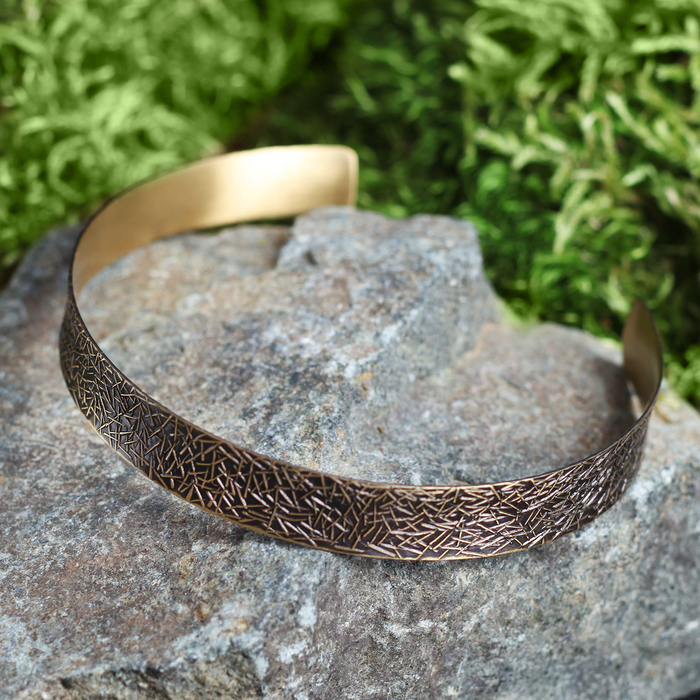 Браслет вогнутый «Сенокос» H 10 мм, D 55-75 мм, латунь