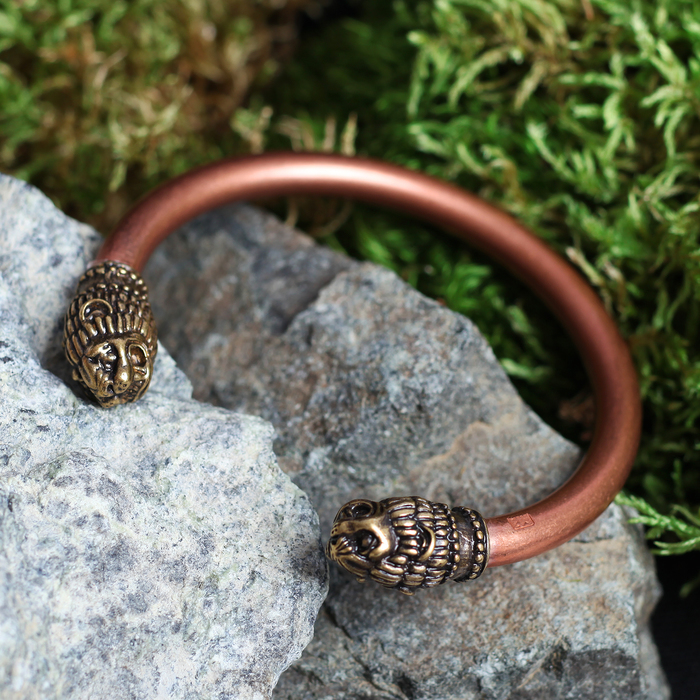 Браслет скифский "Скифские львы", H=8 мм, D=55-75мм, медь