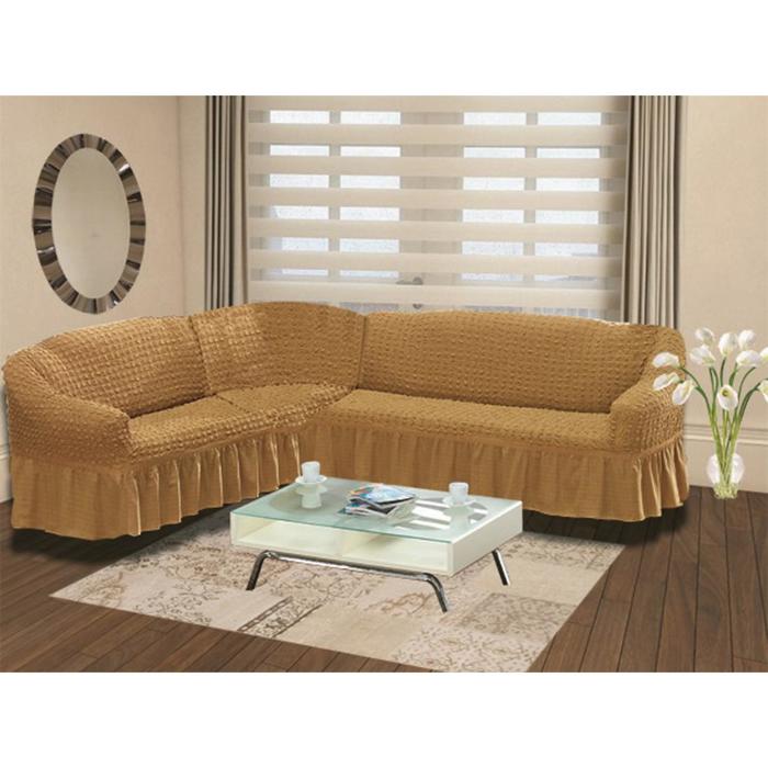 фото Чехол на угловой диван левосторонний bulsan 2+3, цвет горчичный karna