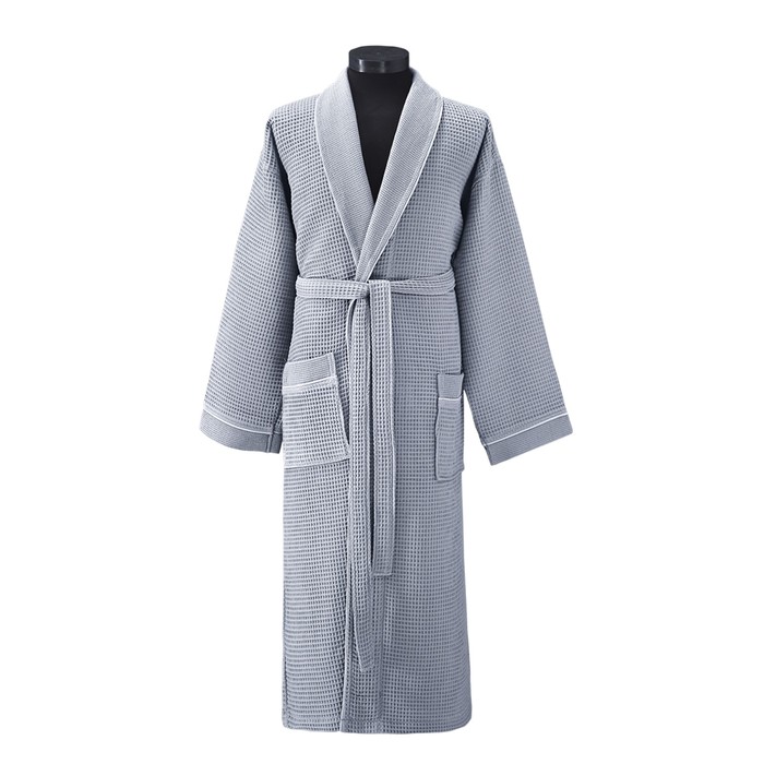 Халат вафельный Aleron, размер 2XL (52), серый, 240 г/м2