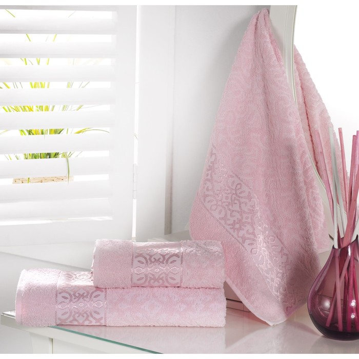 Полотенце Sahra, размер 90х150 см, розовый, махра 350 г/м2