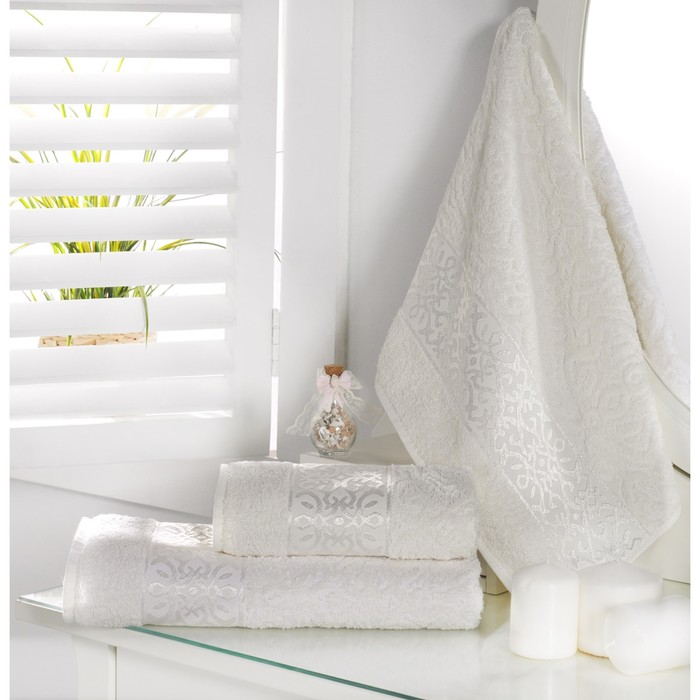 Полотенце Sahra, размер 90х150 см, кремовый, махра 350 г/м2