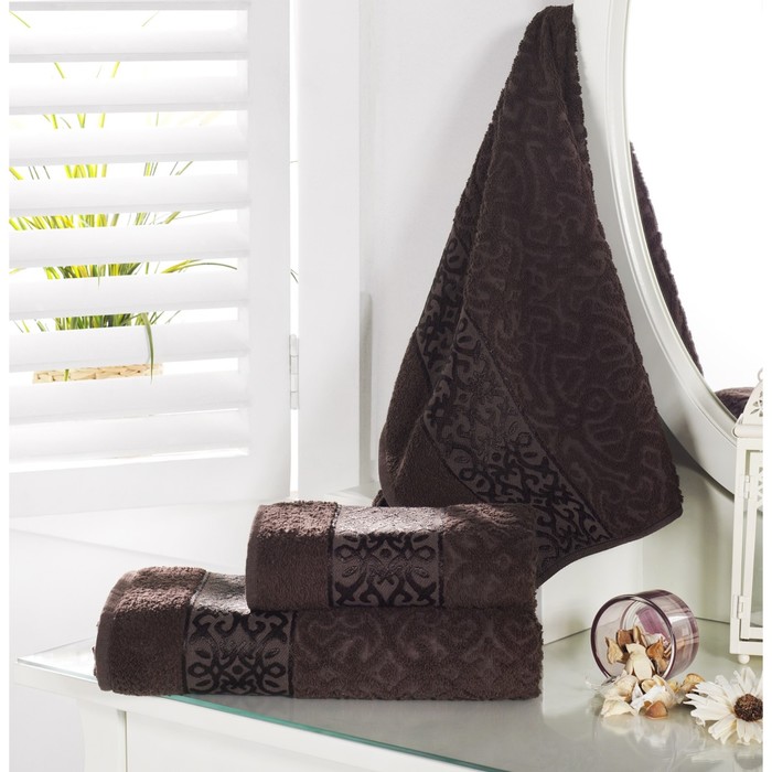 Полотенце Sahra, размер 90х150 см, коричневый, махра 350 г/м2