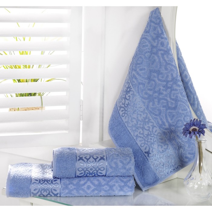 Полотенце Sahra, размер 90х150 см, голубой, махра 350 г/м2