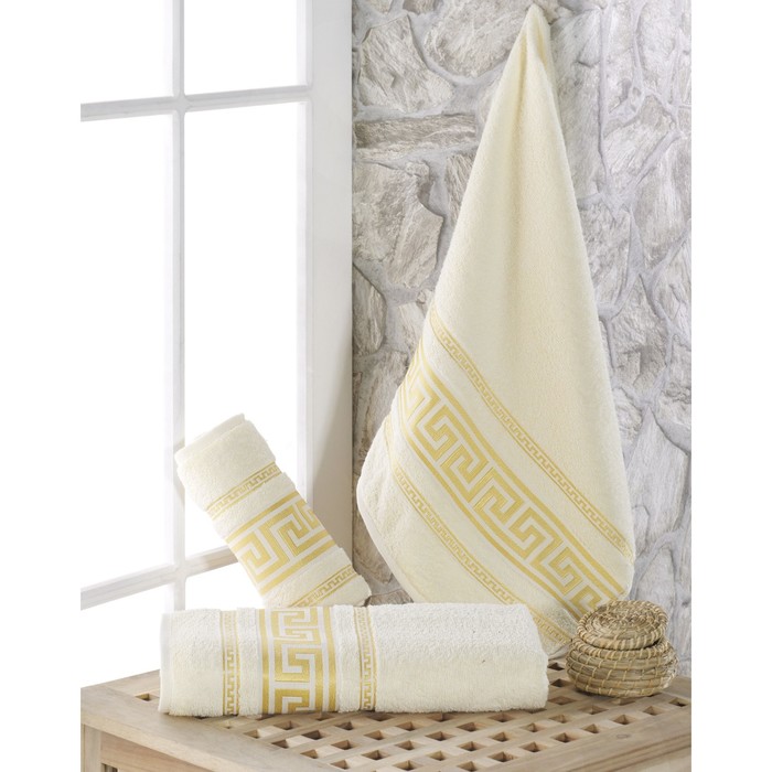 Полотенце Iteka, размер 90х150 см, кремовый, махра 350 г/м2