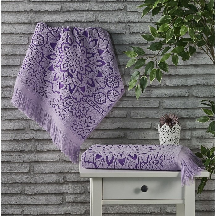 Полотенце Duru, размер 70х140 см, сиреневый, махра 550 г/м2