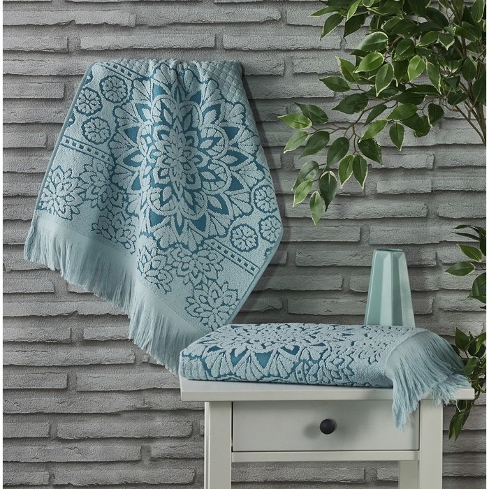 Полотенце Duru, размер 70х140 см, зелёный, махра 550 г/м2