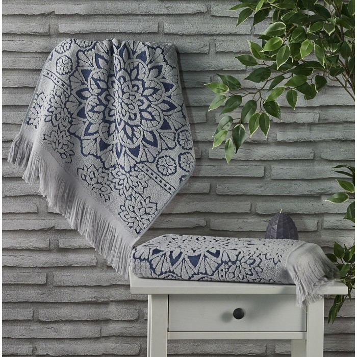 Полотенце Duru, размер 50х90 см, серый, махра 550 г/м2