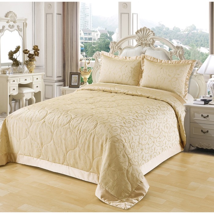 Комплект Sisley: покрывало 240 × 260 см, наволочки 50 × 70 см - 2 шт, кофейный