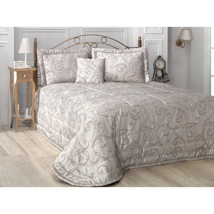 Комплект Kalven: покрывало 260 × 260 см, наволочки 50 × 70 см - 2 шт, коричнево-бежевый