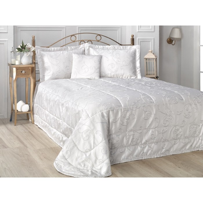 Комплект Kalven: покрывало 260 × 260 см, наволочки 50 × 70 см - 2 шт, беж/кремовый