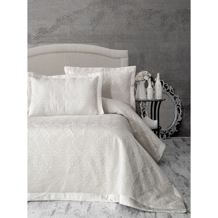 Покрывало Afrodit, 260х260 см, 50х70 см-2 шт., кремовый, жаккард 470 г/м2