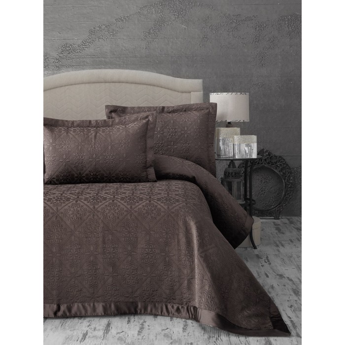 Покрывало Afrodit, 260х260 см, 50х70 см-2 шт., коричневый, жаккард 470 г/м2