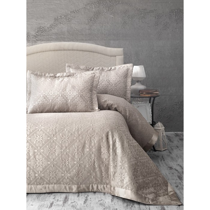 Покрывало Afrodit, 260х260 см, 50х70 см-2 шт., капучино, жаккард 470 г/м2