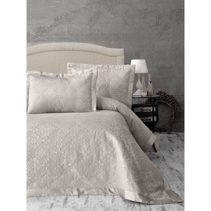 Покрывало Afrodit, 260х260 см, 50х70 см-2 шт., бежевый, жаккард 470 г/м2