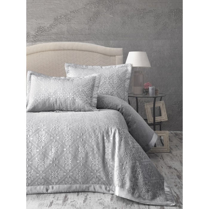 Покрывало Afrodit, 180х260 см, 50х70 см-1 шт., серый, жаккард 470 г/м2