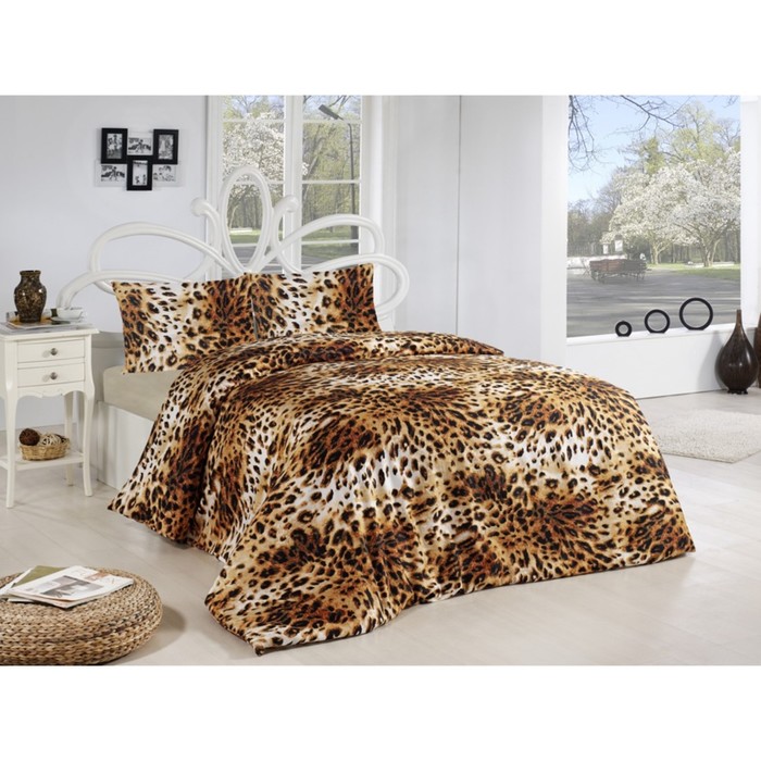 КПБ Leopar 1,5 сп, 160х240 см, 160х220 см, 50х70 см-1 шт., коричневый