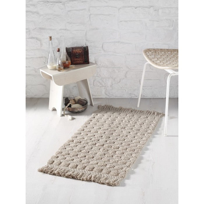 Коврик с бахромой Ponpon, размер 50х80 см, цвет светло-бежевый