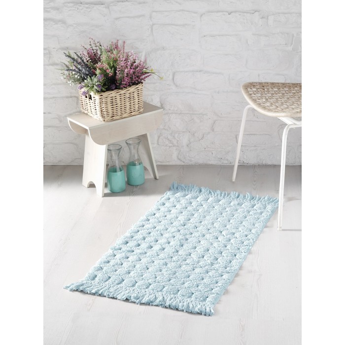 Коврик с бахромой Ponpon, размер 50х80 см, цвет ментол