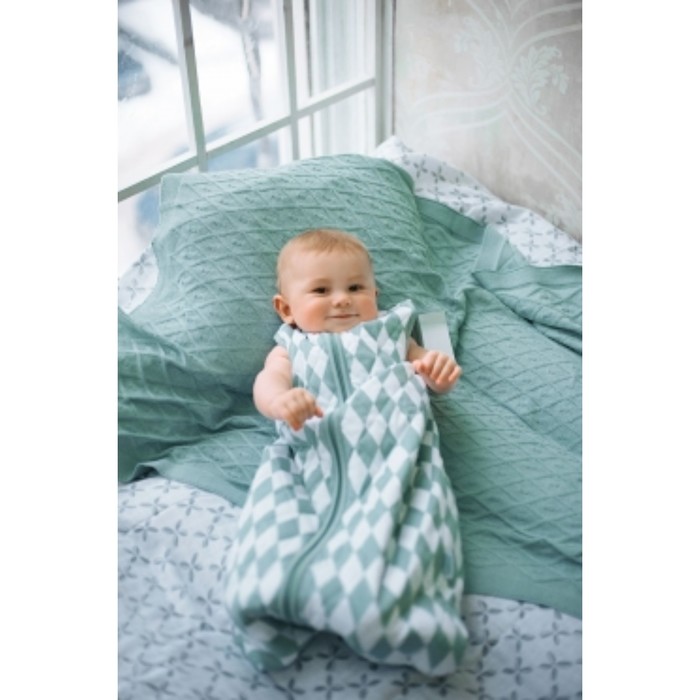 Спальный мешок "Зелёные ромбы", длина 70 см, 0-9 месяцев