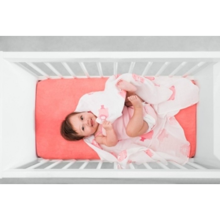 Простыня на резинке, размер 60х120 см, цвет коралловый