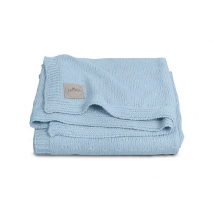 Плед вязаный Soft knit, размер 100х150 см. цвет голубой