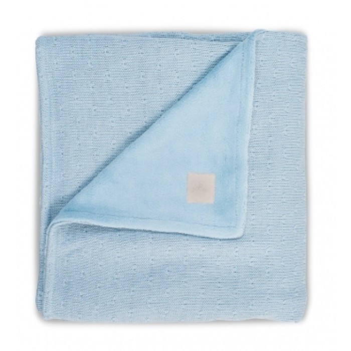 Плед вязаный Soft knit с мехом, размер 100х150 см. цвет голубой