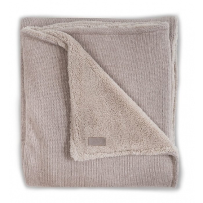 Плед вязаный Natural knit с мехом, размер 100х150 см, цвет песочный